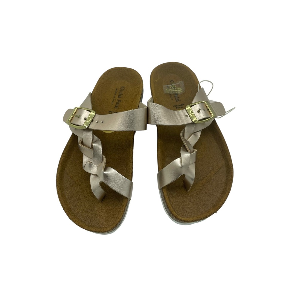 Giulia Palai Kids Metallic‎ Gold Braided Thong Sandals Made in Italy Size 3
